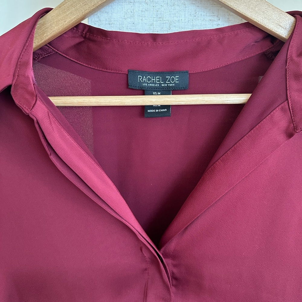 Rachel Zoe Deep Wine V-Neck Blouse